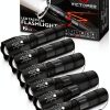 Victoper Tactical Flashlight 6-Pack Black LED Adjustable Focus-0