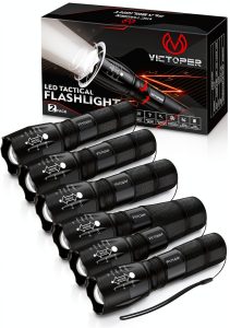 Victoper Tactical Flashlight 6-Pack Black LED Adjustable Focus-0