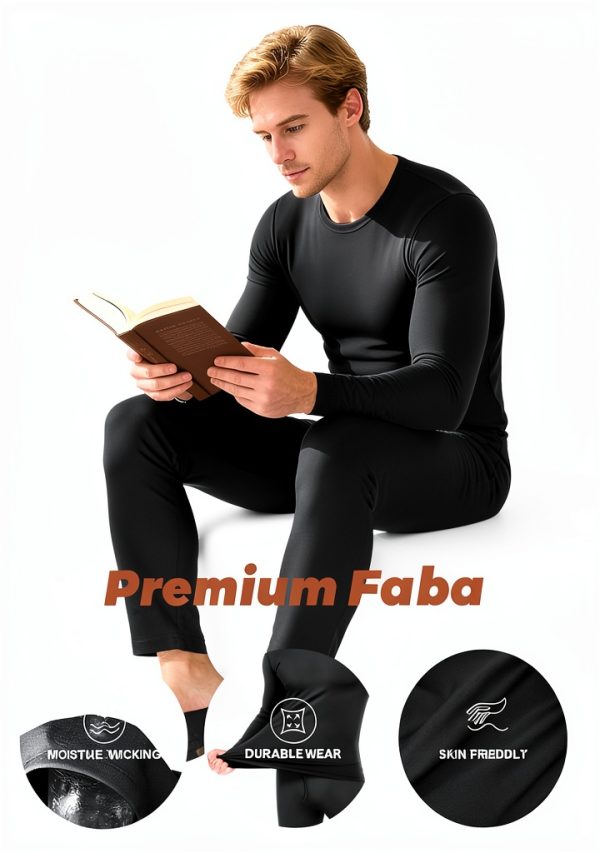 WEERTI Men's Thermal Underwear Set Long Johns Fleece Base Layer-4