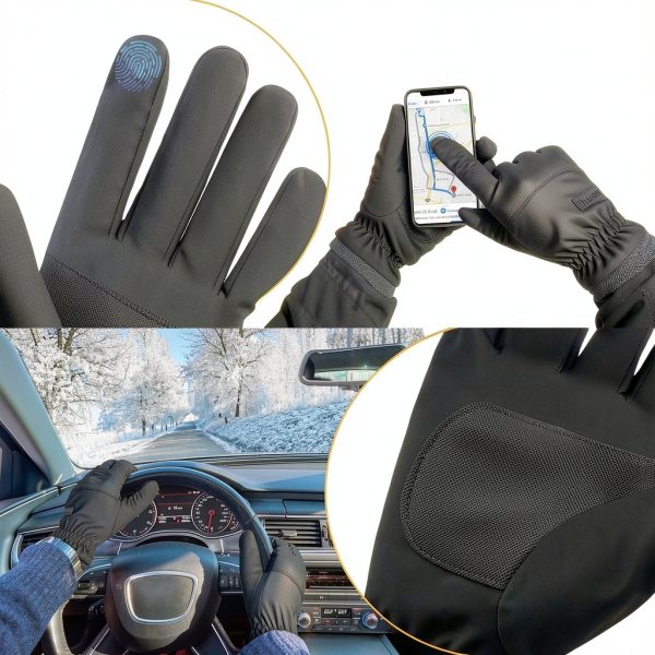 ihuan Women's Winter Ski Gloves Waterproof Windproof Black Medium-4