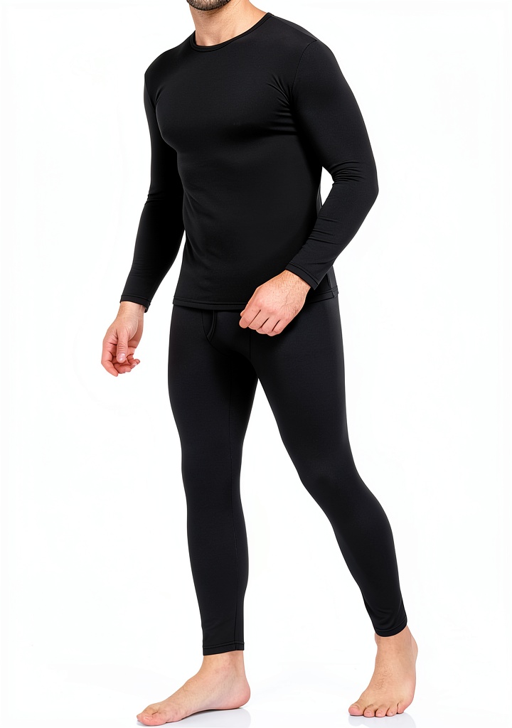 Installing WEERTI Men's Thermal Underwear Set Long Johns Fleece Base Layer on a wooden desk
