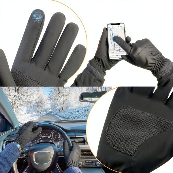 ihuan Waterproof Winter Gloves Fleece Lined Ski Snowboard Black-4