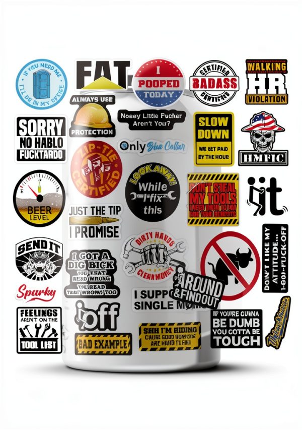123 PCS Hard Hat Stickers (Dirty) for Tool Box, Helmet, Funny Stickers for Adults, Prank Meme Vinyl and Waterproof Decals for Mechanics, Electricians, Union, Oilfield, Military, Construction, Welders-3